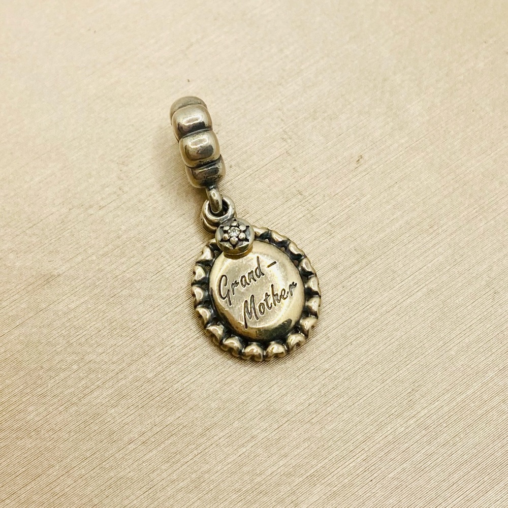 EUC Pandora 791128CZ Sterling Silver Grandmother Family Dangle Bead w/ Zirconia - Picture 2 of 6